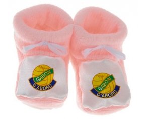 Chausson bébé Gabon national football team de couleur Rose