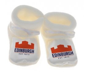 Chausson bébé Edinburgh Rugby de couleur Blanc