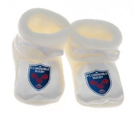 Chausson bébé FC Grenoble Rugby de couleur Blanc
