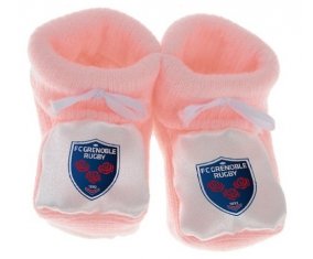 Chausson bébé FC Grenoble Rugby de couleur Rose