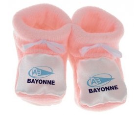 Chausson bébé Aviron Bayonnais Rugby de couleur Rose