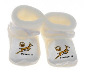 Chausson bébé South Africa Rugby XV de couleur Blanc