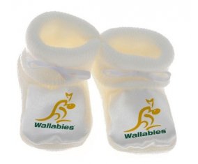 Chausson bébé Australia Rugby XV de couleur Blanc