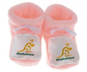 Chausson bébé Australia Rugby XV de couleur Rose