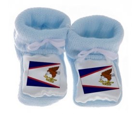 Chausson bébé Drapeau Samoa américaines de couleur Bleu