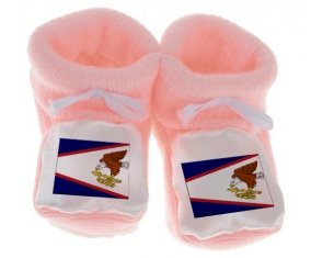 Chausson bébé Drapeau Samoa américaines de couleur Rose