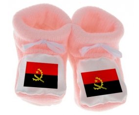Chausson bébé Drapeau Angola de couleur Rose