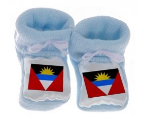 Chausson bébé Drapeau Antigua-et-Barbuda de couleur Bleu