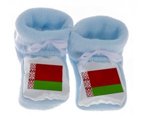 Chausson bébé Drapeau Biélorussie de couleur Bleu