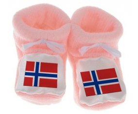 Chausson bébé Drapeau Île Bouvet de couleur Rose