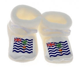 Chausson bébé Drapeau Territoire britannique de l'océan Indien de couleur Blanc