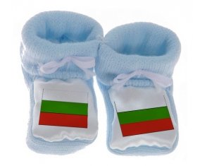 Chausson bébé Drapeau Bulgarie de couleur Bleu