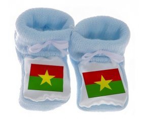 Chausson bébé Drapeau Burkina Faso de couleur Bleu