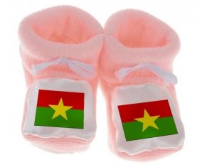 Chausson bébé Drapeau Burkina Faso de couleur Rose