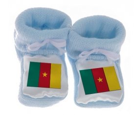 Chausson bébé Drapeau Cameroun de couleur Bleu