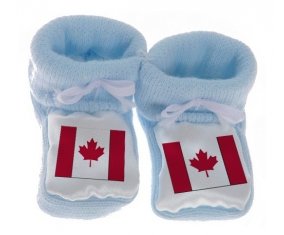 Chausson bébé Drapeau Canada de couleur Bleu