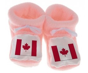 Chausson bébé Drapeau Canada de couleur Rose