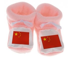 Chausson bébé Drapeau Chine de couleur Rose