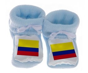 Chausson bébé Drapeau Colombie de couleur Bleu