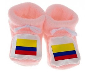 Chausson bébé Drapeau Colombie de couleur Rose