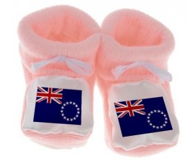 Chausson bébé Drapeau les Îles Cook de couleur Rose