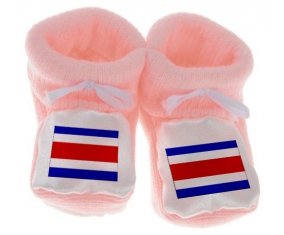 Chausson bébé Drapeau Costa Rica de couleur Rose