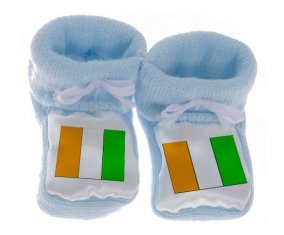Chausson bébé Drapeau Côte d'Ivoire de couleur Bleu