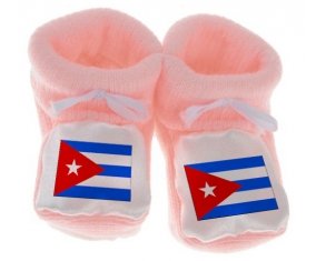 Chausson bébé Drapeau Cuba de couleur Rose
