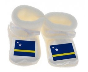Chausson bébé Drapeau Curacao de couleur Blanc