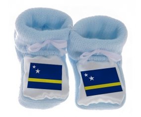 Chausson bébé Drapeau Curacao de couleur Bleu