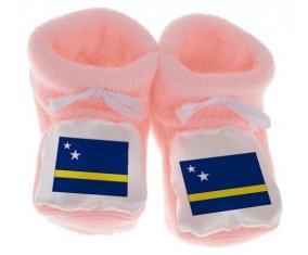 Chausson bébé Drapeau Curacao de couleur Rose