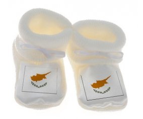 Chausson bébé Drapeau Chypre de couleur Blanc