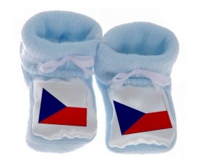 Chausson bébé Drapeau République Tchèque de couleur Bleu