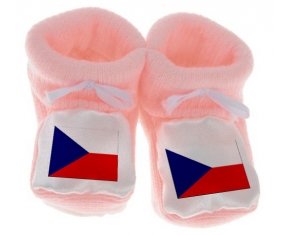 Chausson bébé Drapeau République Tchèque de couleur Rose