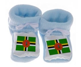 Chausson bébé Drapeau Dominique de couleur Bleu
