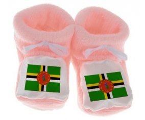 Chausson bébé Drapeau Dominique de couleur Rose