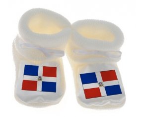 Chausson bébé Drapeau République Dominicaine de couleur Blanc