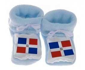 Chausson bébé Drapeau République Dominicaine de couleur Bleu