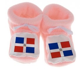 Chausson bébé Drapeau République Dominicaine de couleur Rose