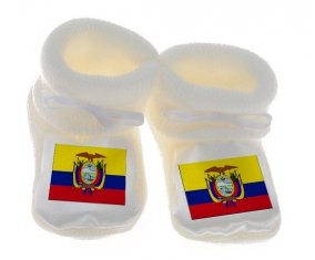Chausson bébé Drapeau Equateur de couleur Blanc