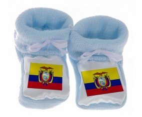Chausson bébé Drapeau Equateur de couleur Bleu