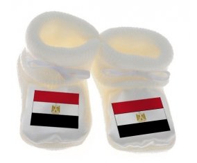 Chausson bébé Drapeau Egypte de couleur Blanc