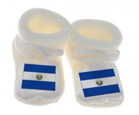 Chausson bébé Drapeau Le Salvador de couleur Blanc