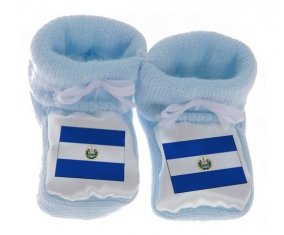 Chausson bébé Drapeau Le Salvador de couleur Bleu