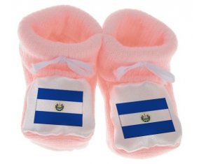 Chausson bébé Drapeau Le Salvador de couleur Rose