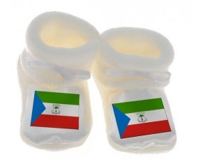 Chausson bébé Drapeau Guinée Équatoriale de couleur Blanc