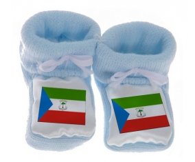 Chausson bébé Drapeau Guinée Équatoriale de couleur Bleu