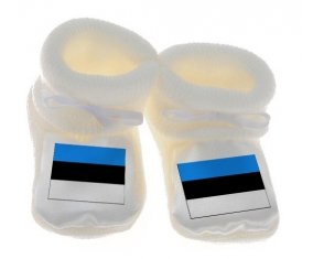 Chausson bébé Drapeau Estonie de couleur Blanc