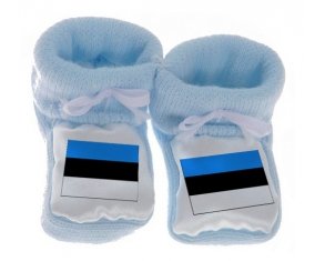 Chausson bébé Drapeau Estonie de couleur Bleu