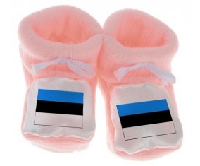 Chausson bébé Drapeau Estonie de couleur Rose